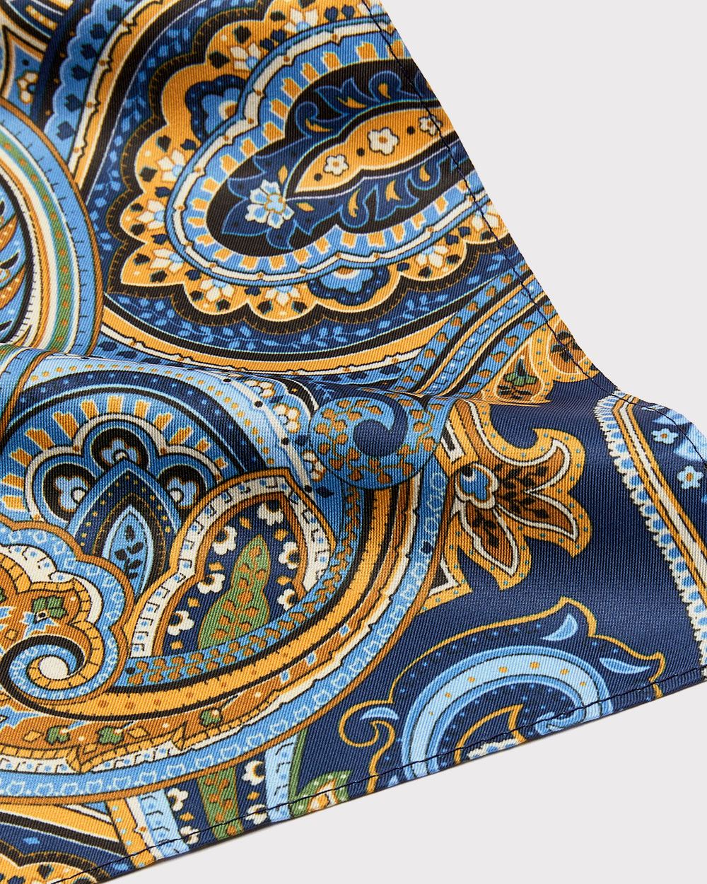 Blue and yellow paisley pocket square RW&CO.