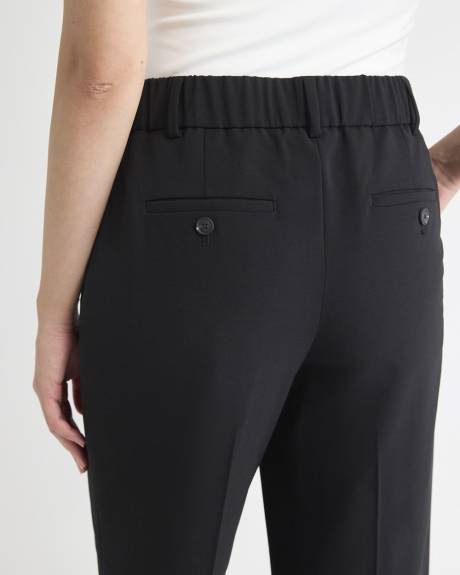 Black Mid-Rise Straight-Leg Cropped Pant