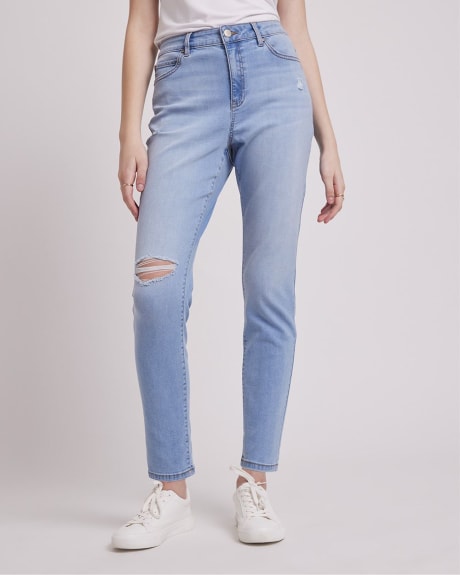 Light Wash High-Rise Ripped Natalie Ankle Jegging
