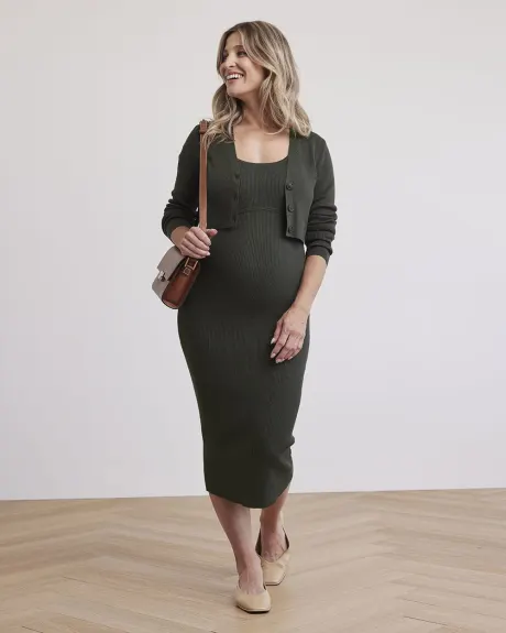 Ribbed Sweater Dress and Cardigan - Thyme Maternity