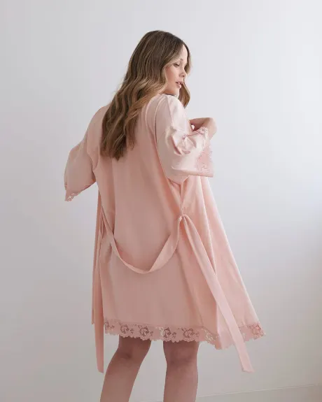 Jersey Bathrobe with Lace Trims - Thyme Maternity