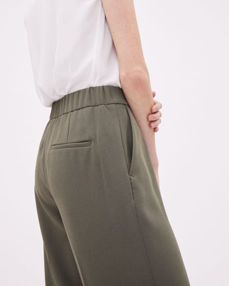 Pantalon Long en Crêpe à Jambe Large et Taille Haute