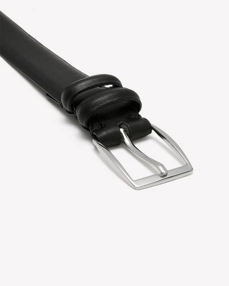 Ceinture Habillée en Cuir avec Boucle Carrée