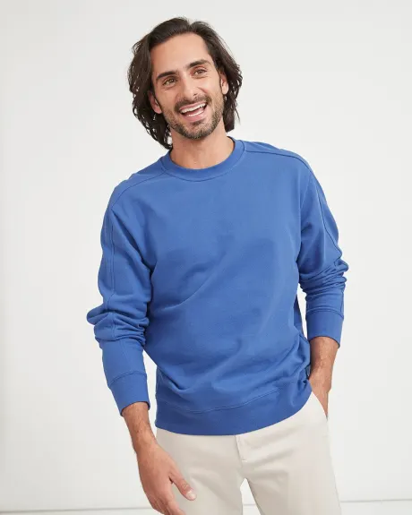 Crew-Neck Sweater with Colour Band on Sleeves