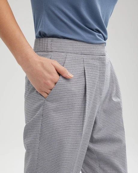 Mini Blue Check Tapered Pant with Elastic Back