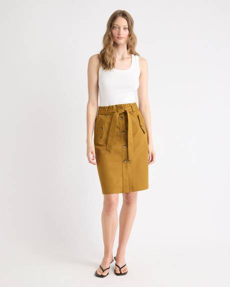 Knee-Length Pencil Skirt with Paperbag Waistband