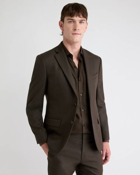 Slim-Fit Dark Brown Brushed Twill Blazer