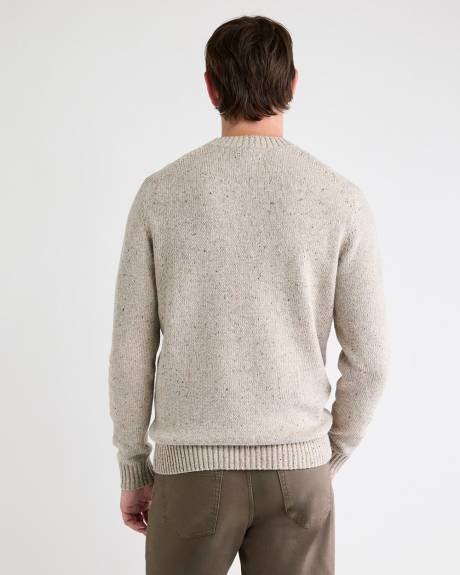 Pull Moucheté à Col Rond et Manches Longues