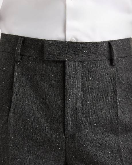 Pantalon de Complet en Tweed à Jambe Fuselée Plissée
