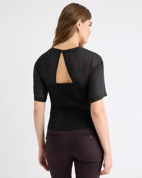 T-Shirt à Col Rond Et Manches Courtes avec Découpe au Dos