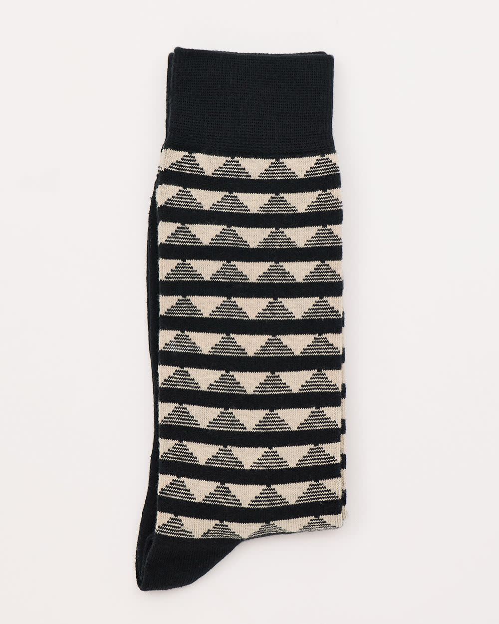 Striped Socks with Geometric Pattern