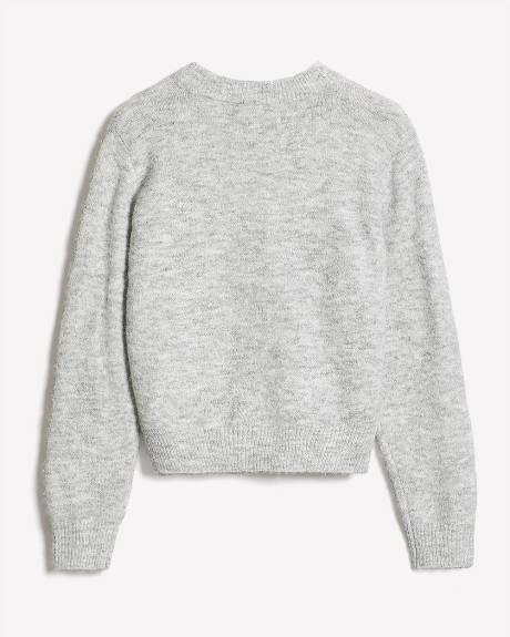 Long-Sleeve Crew-Neck Hairy-Knit Argyle Sweater