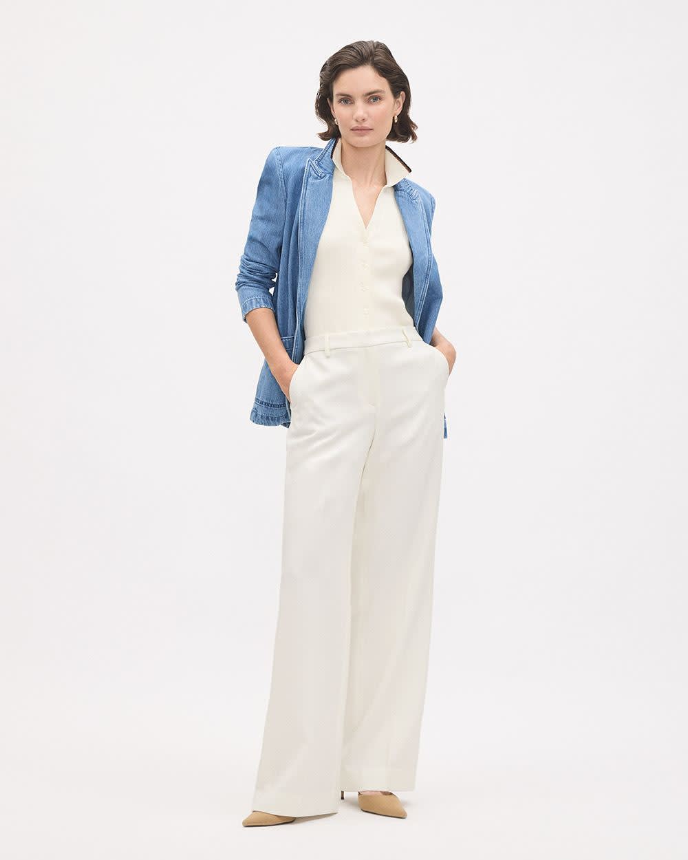 Cr&egrave;me Wide-Leg High-Rise Pant