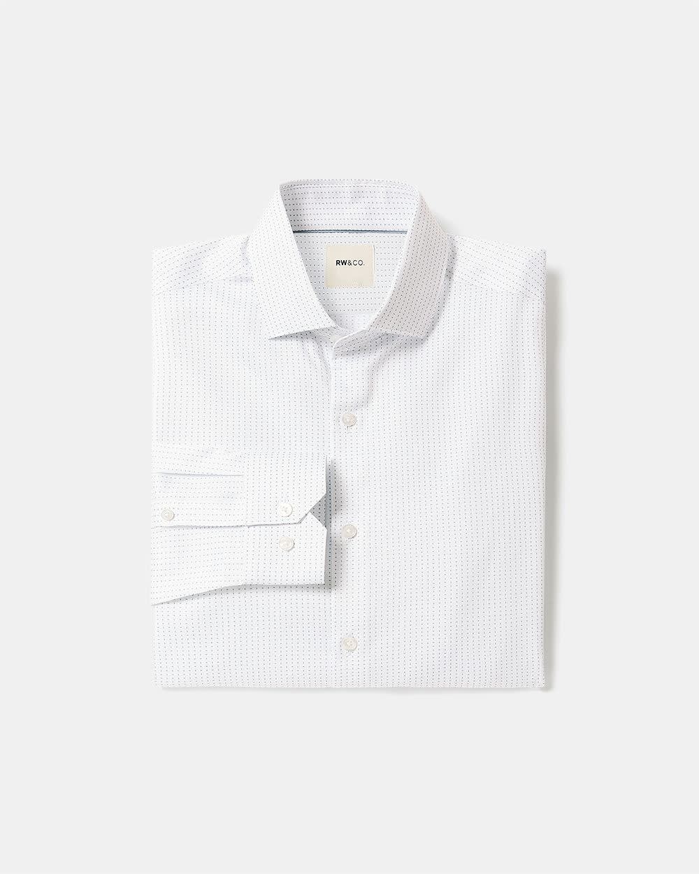 White Slim-Fit Dress Shirt with Micro Dots