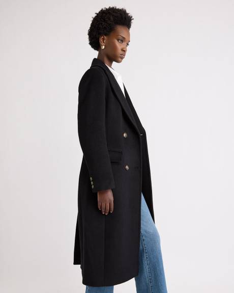 Wool-Blend Long Double-Breasted Coat