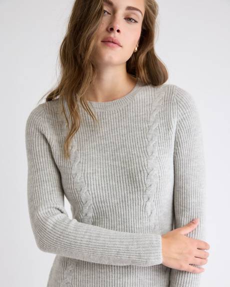Long-Sleeve Crew-Neck Mini Sweater Dress
