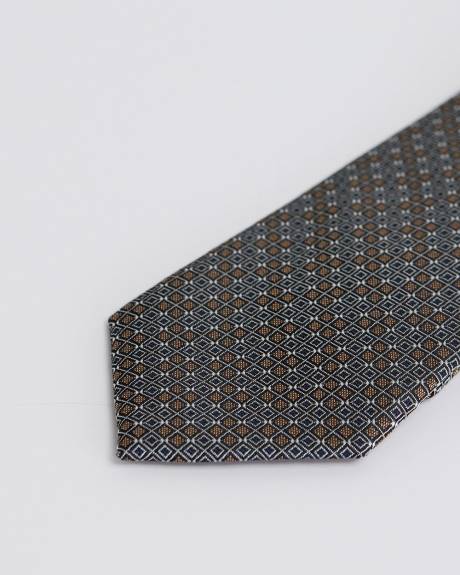 Skinny Tie with Square Geometric Pattern