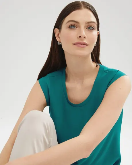 Cap Sleeve Solid Crepe Blouse
