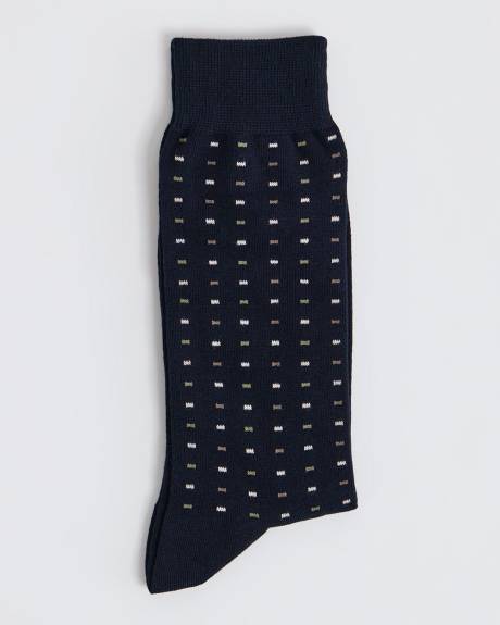 Navy Dress Socks with Dots