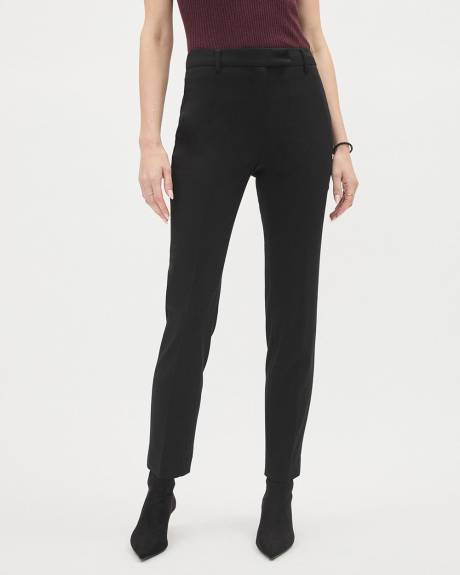 Pantalon Noir &agrave; Jambe &Eacute;troite et Taille Mi-Haute