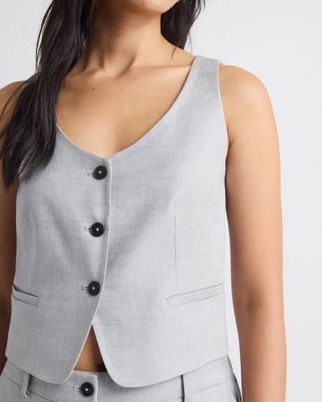 Short Grey-Linen Vest
