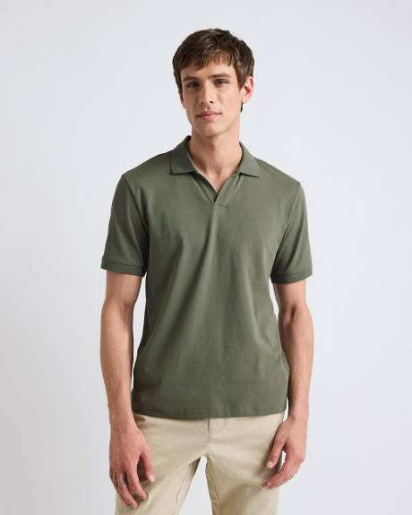 Solid CoolMax (R) Short-Sleeve Polo with Johnny Collar