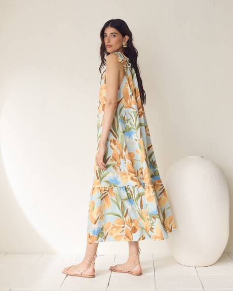 Robe Midi Sans Manches &agrave; Encolure Licou