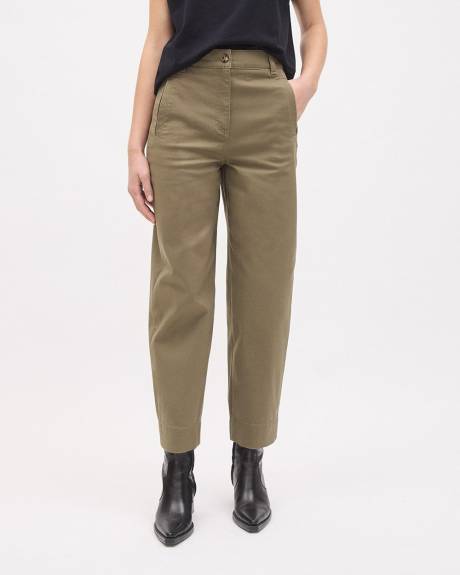 Twill High-Rise Barrel Pant
