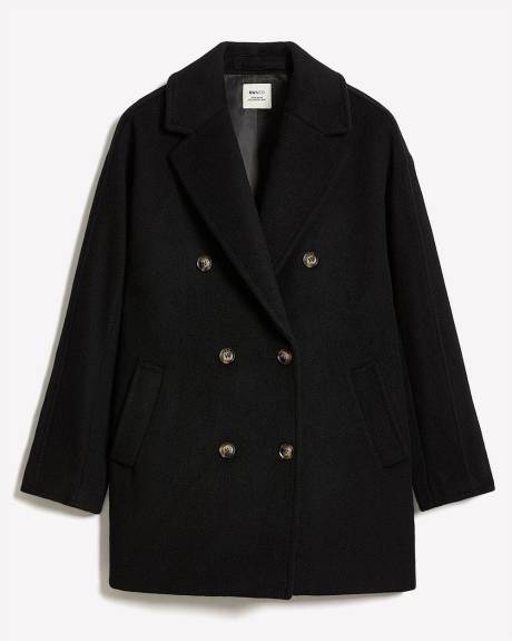 Caban à Boutonnage Double en Mélange de Laine Melton