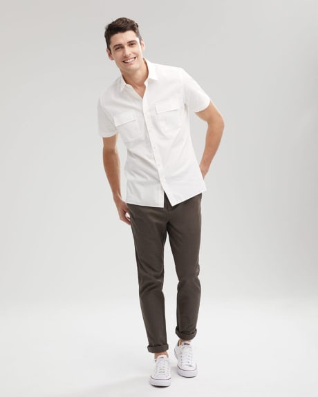 Short-Sleeve White Shirt with Pockets