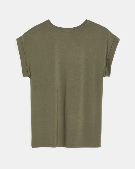 T-Shirt Ajustée à Col Rond avec Épaules Allongées