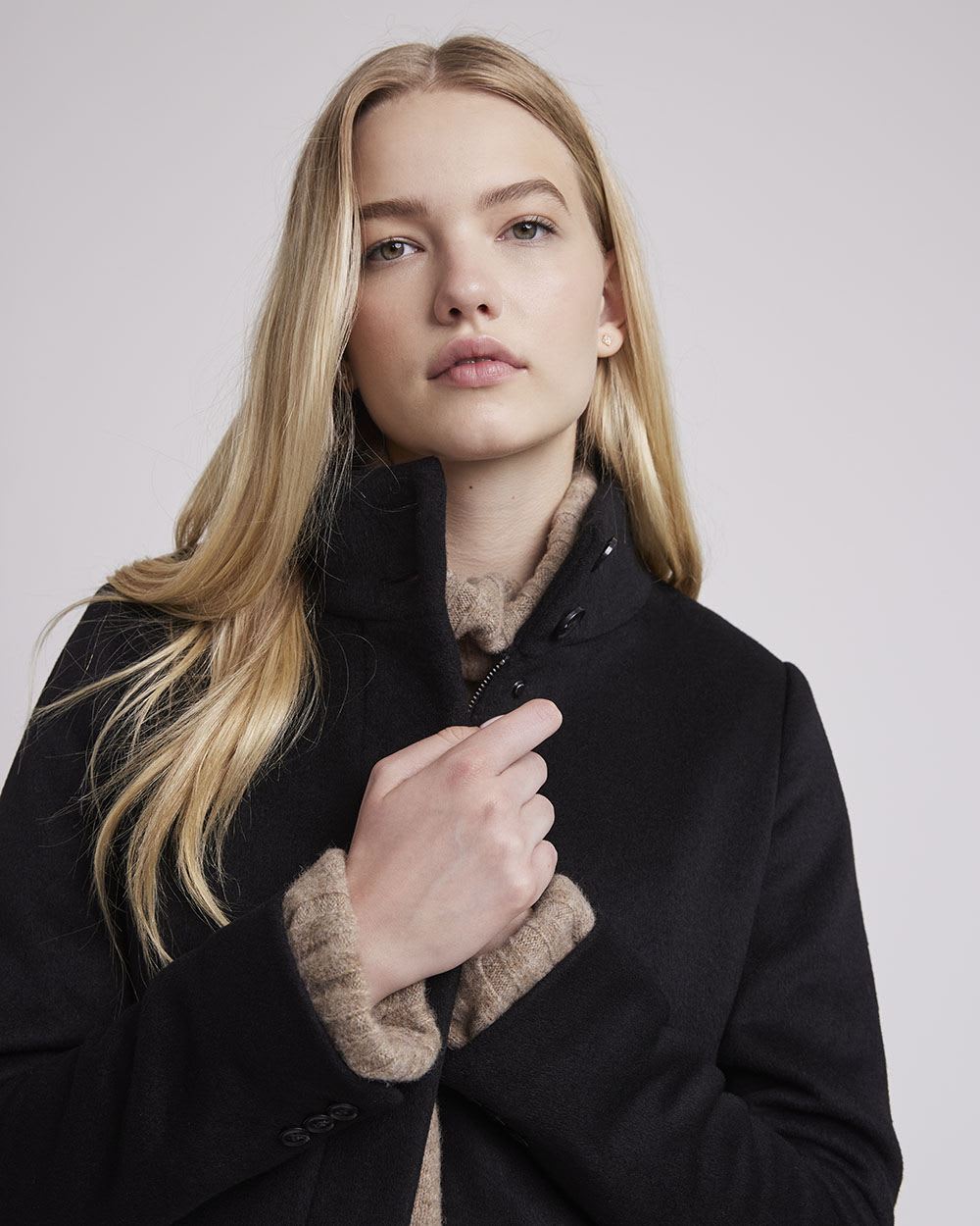 Classic Wool Coat with High Neckline | RW&CO.