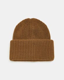 Ribbed Knitted Beanie with Large Cuff