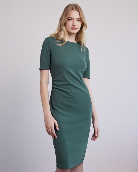 Short Sleeve Fitted Dress with Crew Neckline