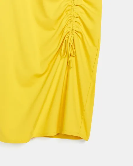 Sleeveless Shift Dress with Side Drawstring Detail