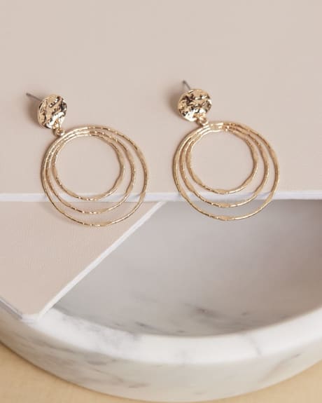 Hammered Stud Earrings with Circular Pendant