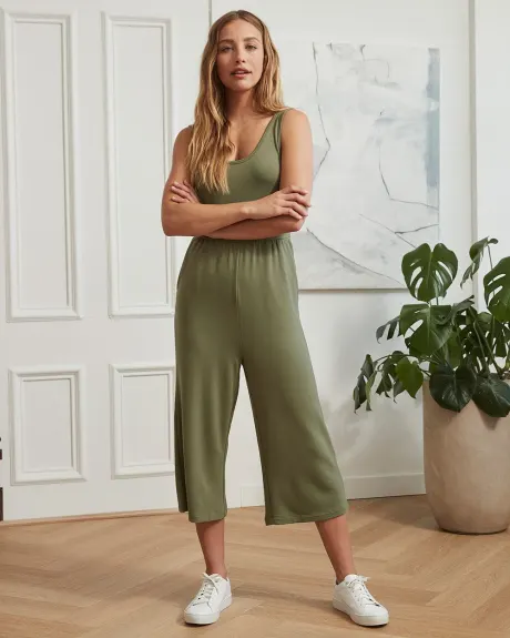 French Terry Cropped Sleeveless Jumpsuit