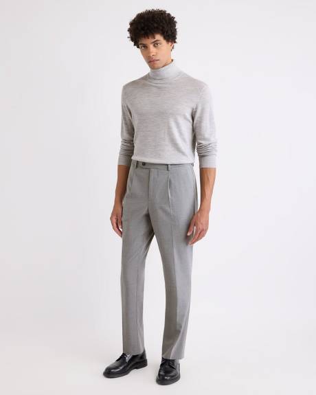 Pantalon Habillé à Jambe Fuselée Plissée en Mélange de Laine