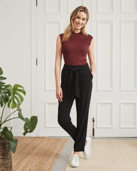 High-Waisted Tapered Leg Crepe Pant - 28"