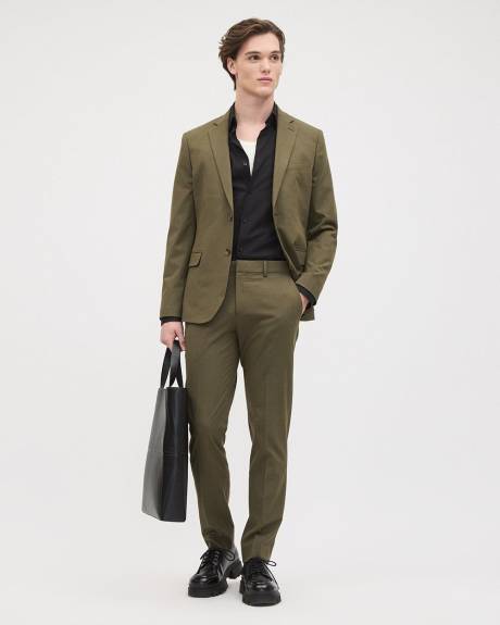 Slim-Fit Dark Olive Suit Blazer