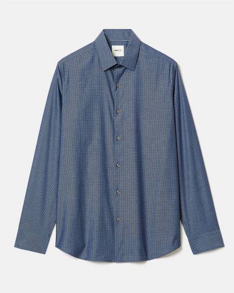 Chemise Habill&eacute;e &agrave; Coupe Ajust&eacute;e en Serg&eacute;