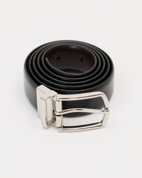 Ceinture R&eacute;versible en Cuir Noir et Brun