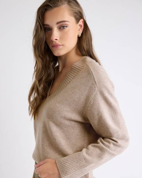 Pull Laine Mérinos à Manches Longues et Col V