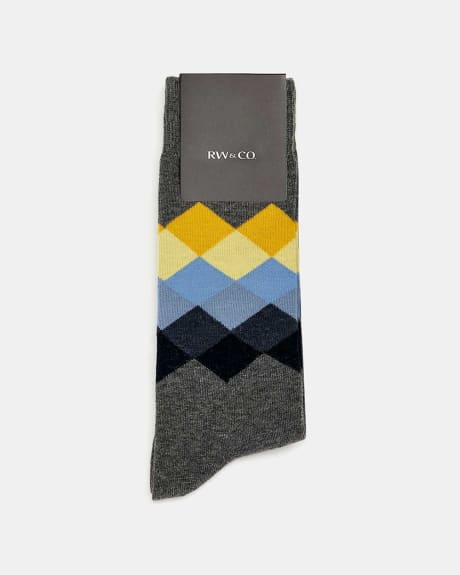 Yellow and Blue Argyle Socks