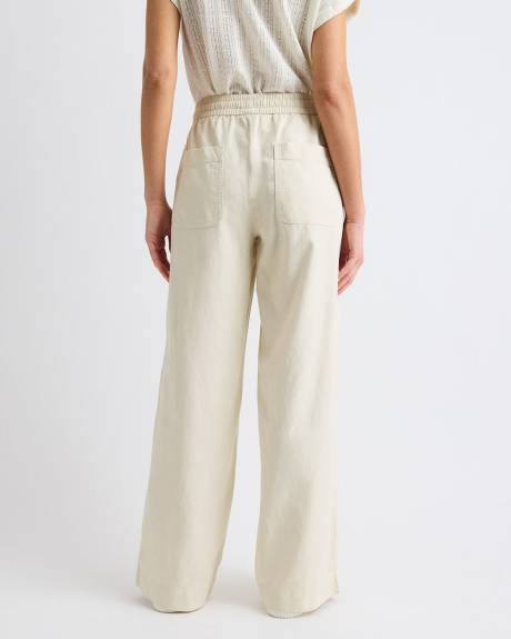 Twill Mid-Rise Wide-Leg Pant