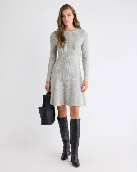 Long-Sleeve Crew-Neck Mini Sweater Dress
