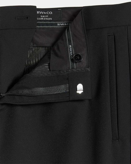 Pantalon de Complet Noir à Coupe Étroite avec Bandes Latérales - 32"