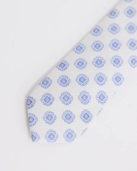 Cravate en Mélange de Lin à Motif Géométrique