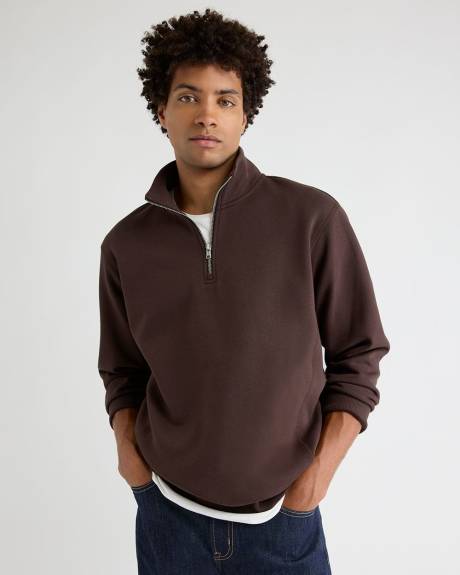Long-Sleeve Half-Zip Mock-Neck Sweater