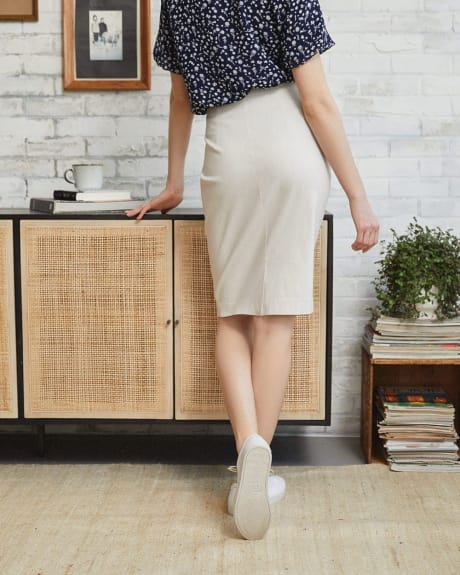 Beige Mini Stripe Pencil City Skirt - 24.25''